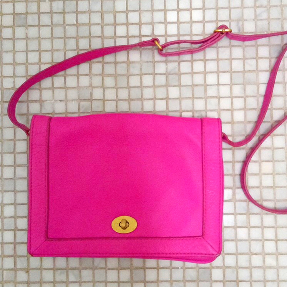 J. Crew Tillary Leather Fuschia Convertible Crossbody